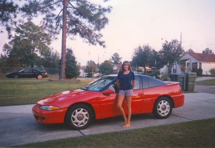 Amy with her first car, also a Talon: 1997